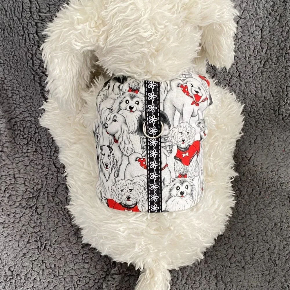 NEW- SMALL FLANNEL DOG HARNESS - handmade